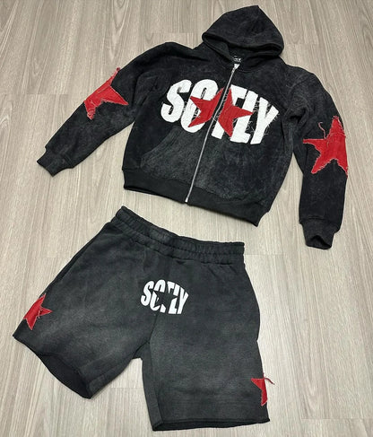 Men's Casual Sports Tracksuit – Zip Pullover & Sweatpants